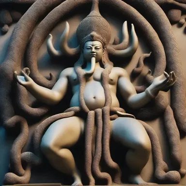 The statue of the deity depicted him with multiple tentacles, symbolizing his prehension of knowledge and power.