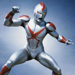 A detailed, full-color image of Ultraman in a dynamic pose.