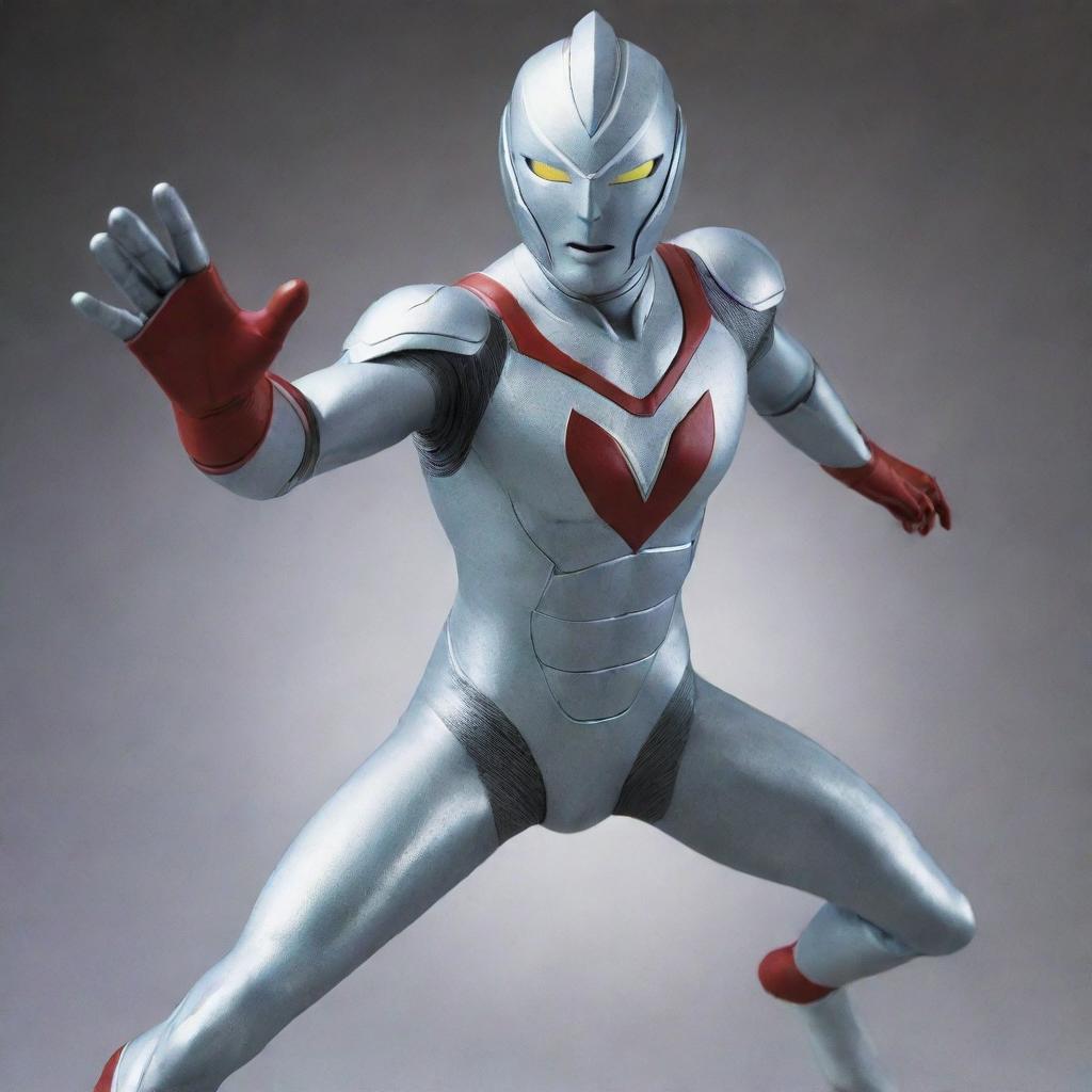 A detailed, full-color image of Ultraman in a dynamic pose.