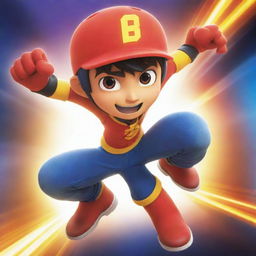 A vibrant, high-energy image of Boboiboy in an awesome pose, showcasing his powers.