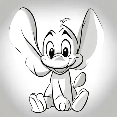 The animated character's oversized ears were comically compared to elephant ears, emphasizing their exaggerated size and shape.