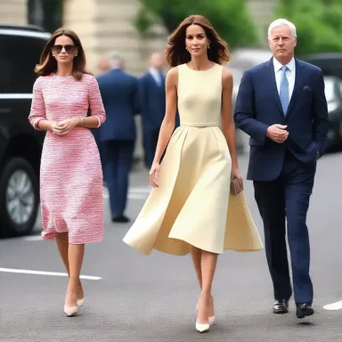 She wore a knee-length dress, which billowed elegantly as she stepped into the spotlight.