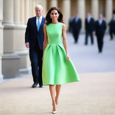 She wore a knee-length dress, which billowed elegantly as she stepped into the spotlight.