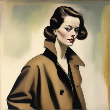 The artist painted a portrait of a woman in a knee-length coat, capturing the essence of her sophisticated style.