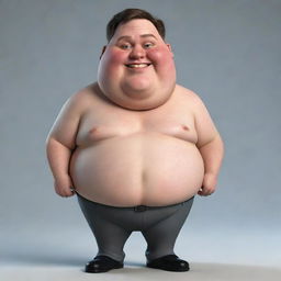 A 3D caricature of a humorous, overweight 25-year-old male