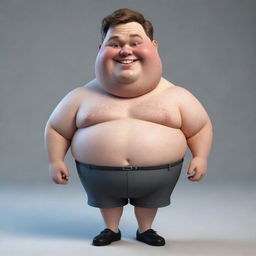 A 3D caricature of a humorous, overweight 25-year-old male