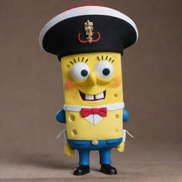 SpongeBob SquarePants is characterized as Napoleon Bonaparte, dressed in a French revolutionary war uniform and striking a commanding pose