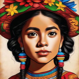 A high-quality digital art image portrays a young Mexican girl