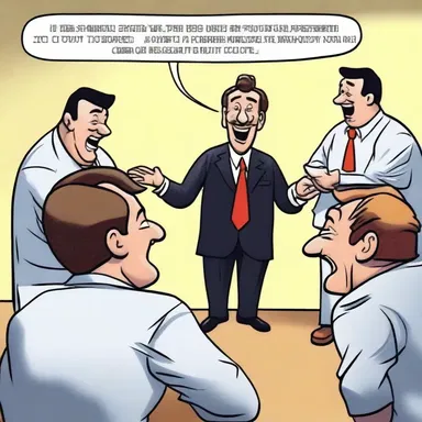 The comedian told a joke about a boss who goes on a power trip and starts bossing everyone around.