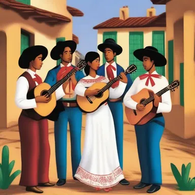 The novel 'Like Water for Chocolate' by Laura Esquivel beautifully describes a mariachi group serenading a young couple in a small village.