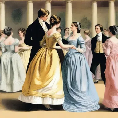 Jane Austen's novel 'Emma' features a delightful scene where the characters engage in a traditional cotillion dance.