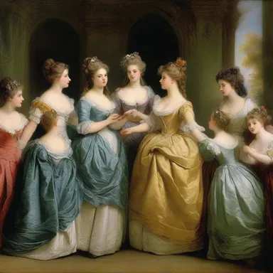 The painting 'The Cotillion' by Jean-Baptiste Greuze portrays a scene from a lavish cotillion, capturing the elegance and grace of the young ladies.