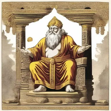 In the ancient myth, the god of wealth was punished by having a salary cut as a consequence of his greediness.