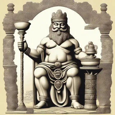 In the ancient myth, the god of wealth was punished by having a salary cut as a consequence of his greediness.
