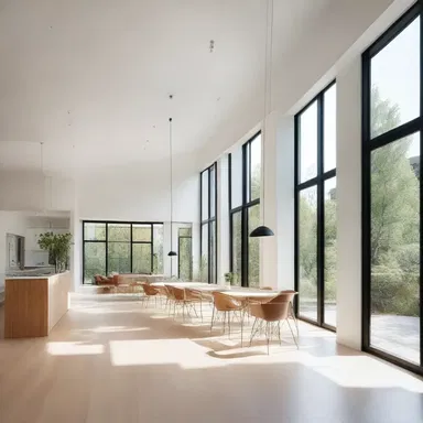 The architect intentionally designed the space with large windows to maximize natural light and create a sense of openness.