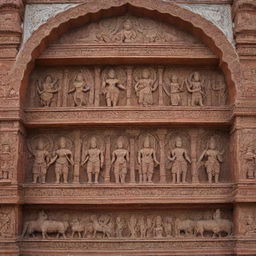 A photograph featuring Ram Mandir with stunningly detailed images of Ram, Laxman, Sita, and Hanuman