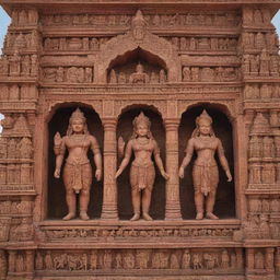 A photograph featuring Ram Mandir with stunningly detailed images of Ram, Laxman, Sita, and Hanuman