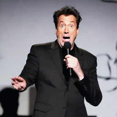 The comedian's hilarious punchline caught the audience off guard and left them in stitches, with mouths wide open in gape.