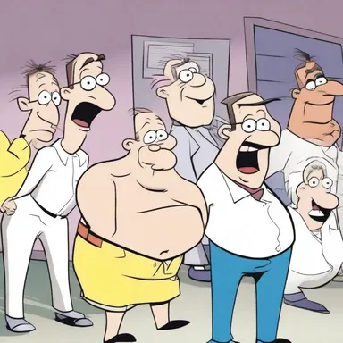 The characters in the cartoon gaped at the outrageous sight unfolding before their eyes.