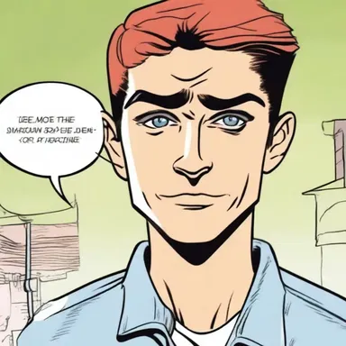 In the comic strip, the main character's self-consciousness was portrayed through blushing and avoiding eye contact.