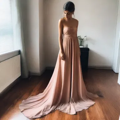 She wore a long, flowing dress to the party in an attempt to hide her self-consciousness about her legs.