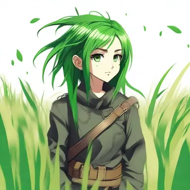 The protagonist, with their vibrant green hair resembling fields of intermediate wheatgrass, embarked on a daring adventure to overcome the forces of evil.