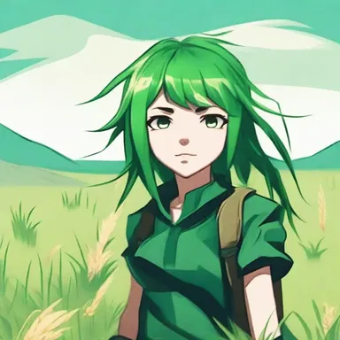 The protagonist, with their vibrant green hair resembling fields of intermediate wheatgrass, embarked on a daring adventure to overcome the forces of evil.