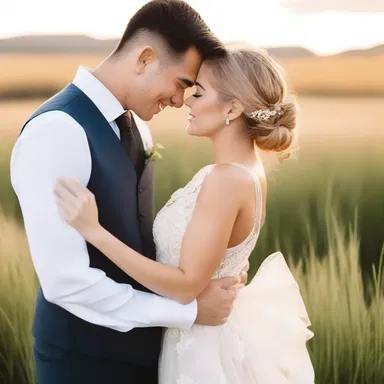 As the sun set over the golden fields of intermediate wheatgrass, the young couple shared a tender moment, promising to love each other forever.