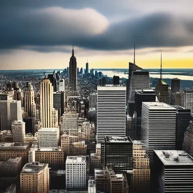 The camera panned edgeways along the breathtaking skyline, capturing the city's beauty from a unique perspective.