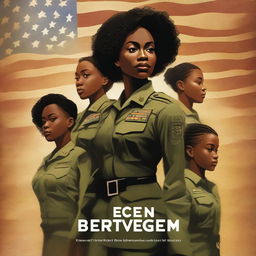 An evocative book cover, created with high-resolution digital art, features a black female Sergeant in the US Army