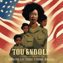 An evocative book cover, created with high-resolution digital art, features a black female Sergeant in the US Army