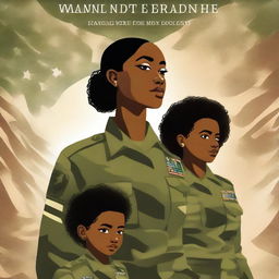 An evocative book cover, created with high-resolution digital art, features a black female Sergeant in the US Army