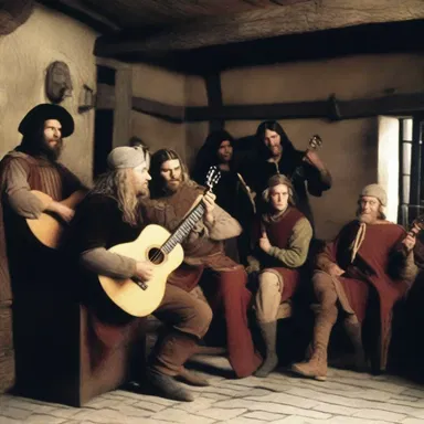 The period film featured a scene in which a musician played the gittern in a medieval tavern.