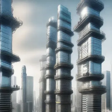 In the futuristic cityscape of the science fiction novel, towering skyscrapers were built with advanced scaffolds that seemed to defy gravity.