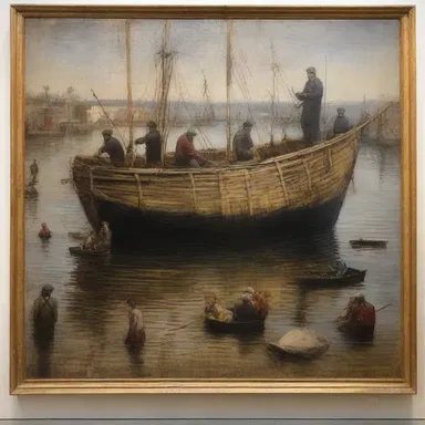 The artist used a scaffold to access difficult-to-reach areas of the large canvas and create intricate details in the painting.