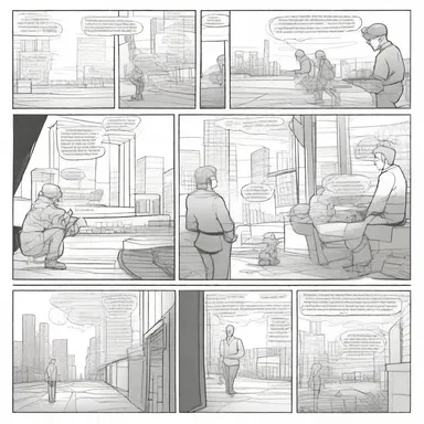 The artist scaffolded the storyline of the comic by outlining each panel and sketching the characters before adding the final details.