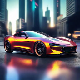 A high-quality digital art image showcasing a sleek concept car