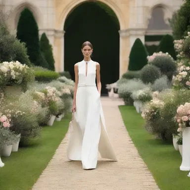 The designer cloistered the runway with a beautiful garden backdrop.