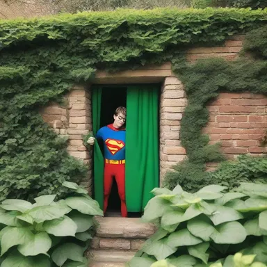 The superhero's secret hideout was cloistered behind a lush garden wall.