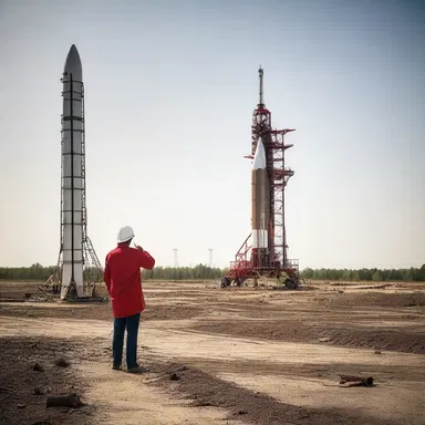 The rocket engineer prayed for a successful launch before building and testing the rockets.
