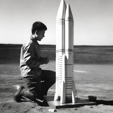 The rocket engineer prayed for a successful launch before building and testing the rockets.