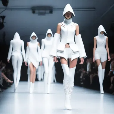 The futuristic fashion show featured avant-garde designs influenced by the creativity of rocket engineers.
