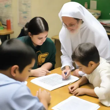 In some religious schools, team teaching is employed to teach religious studies, where teachers from different faiths work together to provide a comprehensive understanding of various religions to students.