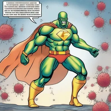 The superhero comic featured a microphage with extraordinary abilities to fight off bacteria and keep the body healthy.