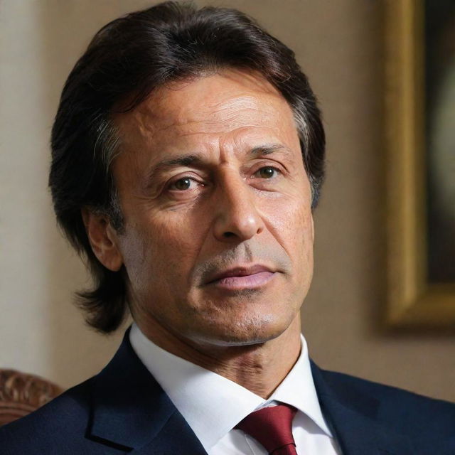 Generate a high-definition portrait of Imran Khan in a formal setting