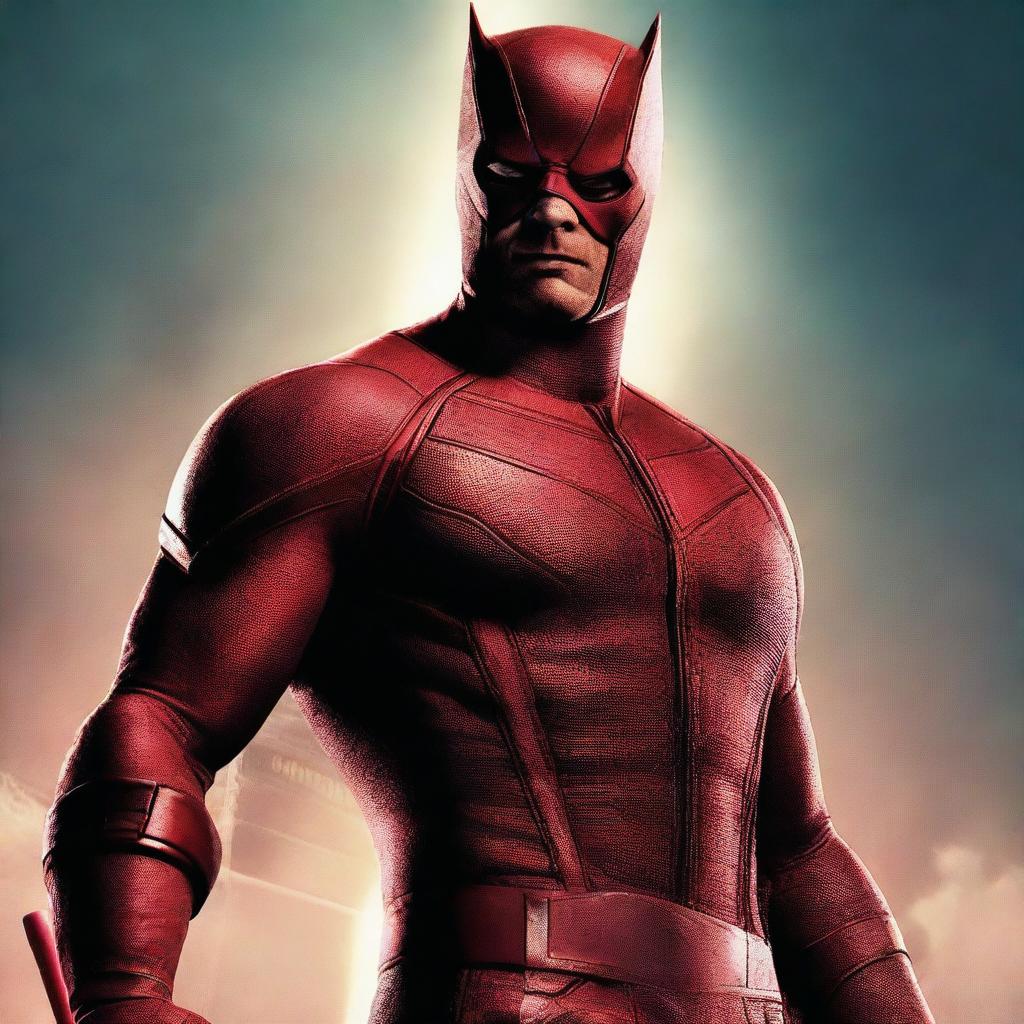 A high-resolution digital art image depicting Daredevil as portrayed in the Marvel Cinematic Universe