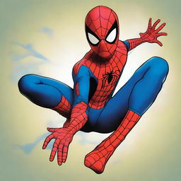 A vibrant, high-quality digital art image featuring a young boy wearing the classic Spider-Man costume