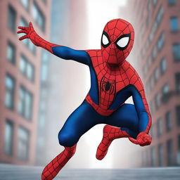 A vibrant, high-quality digital art image featuring a young boy wearing the classic Spider-Man costume