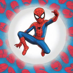 A high-quality, cheerful digital art image of a young boy dressed in a Spider-Man costume