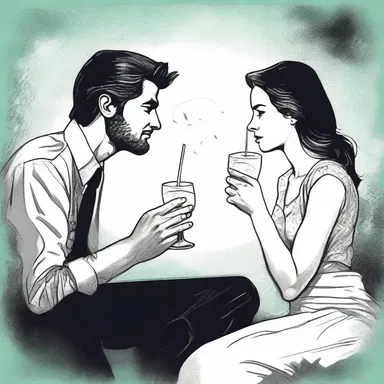 As they sat under the moonlight, he poured seltzer into two glasses and offered her a refreshing drink.